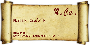 Malik Csák névjegykártya